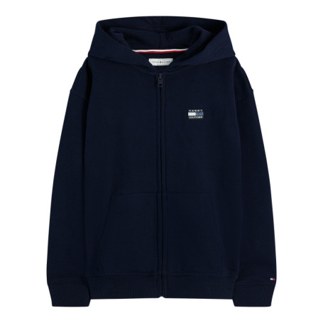 Sweat zippé en coton marine à coupe droite...
