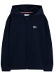 Thumbnail Sweat zippé en coton marine à coupe droite pourvu d'un col à capuche