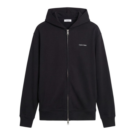 Sweat zippé en coton noir uni avec une coupe...
