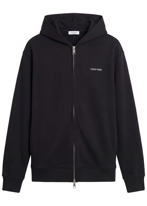Sweat zippé en coton noir uni avec une coupe...