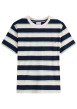 Thumbnail T-shirt en coton blanc et marine à rayures pourvu d'une coupe droite