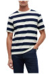 Thumbnail T-shirt en coton blanc et marine à rayures pourvu d'une coupe droite - Image 2
