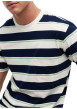 Thumbnail T-shirt en coton blanc et marine à rayures pourvu d'une coupe droite - Image 4