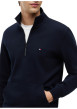 Thumbnail Sweat en coton marine à coupe droite pourvu d'un col camionneur - Image 4