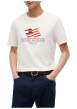 Thumbnail T-shirt en coton écru à coupe droite pourvu d'un col rond et de manches courtes - Image 2