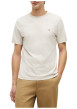 Thumbnail T-shirt en coton beige à coupe droite pourvu d'un col rond et de manches courtes - Image 2