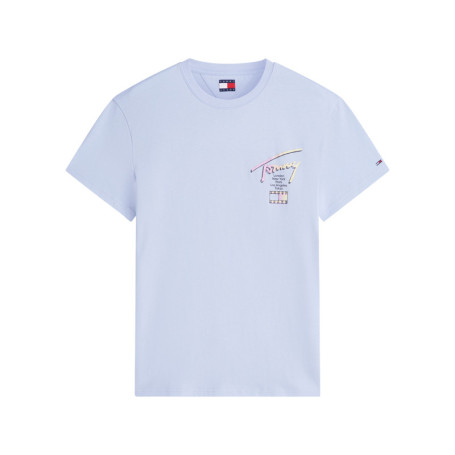 T-shirt en coton ciel à coupe droite pourvu...