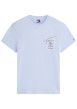Thumbnail T-shirt en coton ciel à coupe droite pourvu d'un col rond côtelé