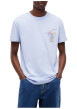 Thumbnail T-shirt en coton ciel à coupe droite pourvu d'un col rond côtelé - Image 2
