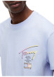 Thumbnail T-shirt en coton ciel à coupe droite pourvu d'un col rond côtelé - Image 4