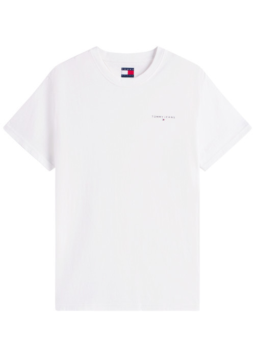 T-shirt en coton blanc à coupe droite pourvu...