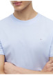 Thumbnail T-shirt en coton ciel à coupe droite pourvu d'un col rond côtelé - Image 4