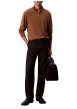 Thumbnail Pull en laine camel uni avec une coupe droite et un col camionneur - Image 6
