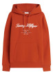 Thumbnail Sweat orange à coupe droite pourvu d'un col à capuche avec cordon de serrage