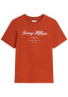 Thumbnail T-shirt en coton orange à coupe droite pourvu d'un col rond côtelé