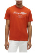 Thumbnail T-shirt en coton orange à coupe droite pourvu d'un col rond côtelé - Image 2