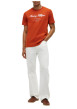 Thumbnail T-shirt en coton orange à coupe droite pourvu d'un col rond côtelé - Image 5