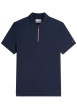 Thumbnail Polo en coton marine à coupe ajustée pourvu d'un col à revers zippé