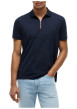 Thumbnail Polo en coton marine à coupe ajustée pourvu d'un col à revers zippé - Image 2