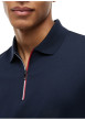 Thumbnail Polo en coton marine à coupe ajustée pourvu d'un col à revers zippé - Image 4