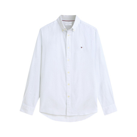Chemise en coton blanche à micro-motifs pourvue...