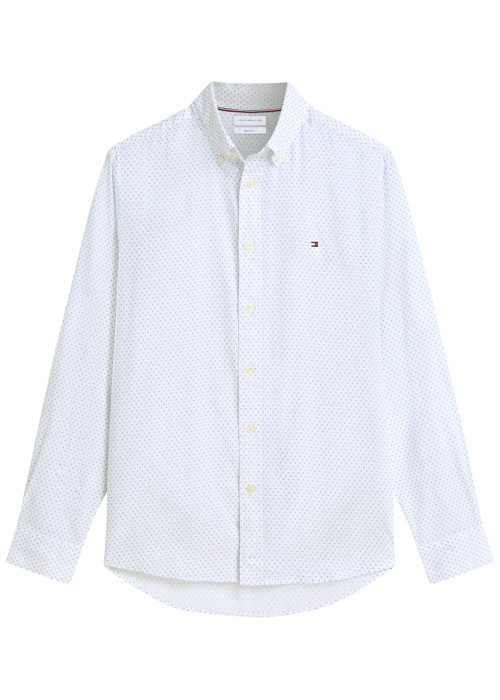 Chemise en coton blanche à micro-motifs pourvue...