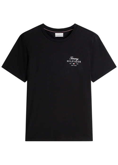 T-shirt en coton noir à coupe droite pourvu...