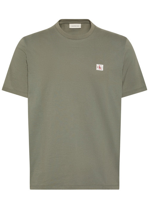 T-shirt en coton olive uni avec une coupe...