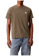 Thumbnail T-shirt en coton olive uni avec une coupe droite et un col rond - Image 2