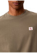 Thumbnail T-shirt en coton olive uni avec une coupe droite et un col rond - Image 4