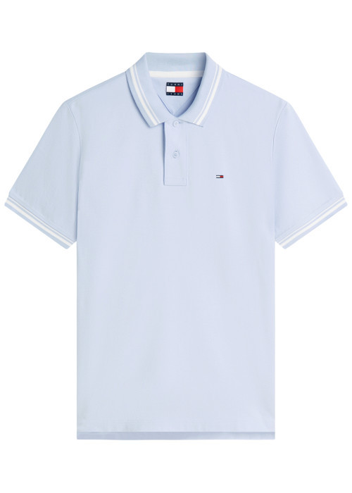 Polo en coton ciel à coupe droite pourvu d'un...