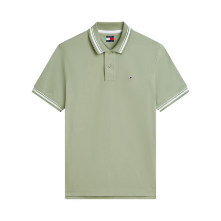 Polo en coton olive à coupe droite pourvu d'un...