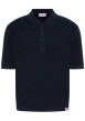 Thumbnail Polo en coton marine uni avec une coupe droite et un col à revers