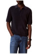 Thumbnail Polo en coton marine uni avec une coupe droite et un col à revers - Image 2