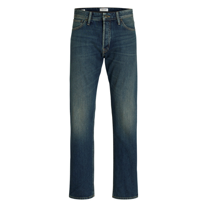 Jack & Jones - Jean Indigo En Coton Avec Une Coupe Droite Muni D'un Zip Et D'un Bouton - Bleu Foncé