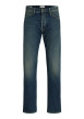 Thumbnail Jean indigo en coton avec une coupe droite muni d'un zip et d'un bouton