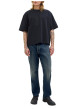 Thumbnail Jean indigo en coton avec une coupe droite muni d'un zip et d'un bouton - Image 5