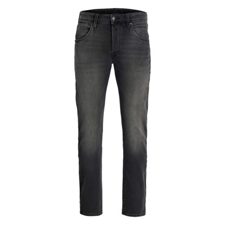 Jean noir uni avec une coupe slim muni d'un zip...