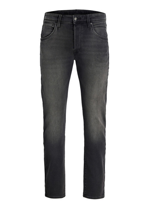 Jean noir uni avec une coupe slim muni d'un zip et d'un bouton