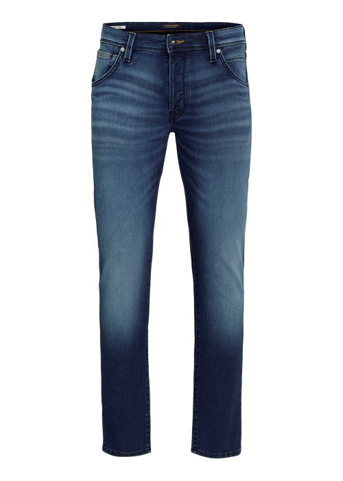 Jean indigo avec une coupe slim muni d'un zip et d'un bouton