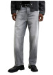 Thumbnail Jean gris en coton avec une coupe droite muni d'un zip et d'un bouton - Image 3