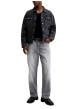 Thumbnail Jean gris en coton avec une coupe droite muni d'un zip et d'un bouton - Image 5