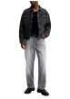 Thumbnail Jean gris en coton avec une coupe droite muni d'un zip et d'un bouton - Image 5