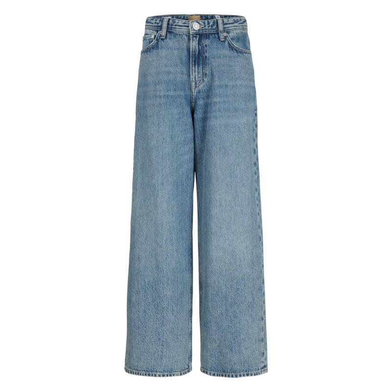 Jack & Jones - Jean En Coton Bleu Avec Une Coupe Wide Leg Muni D'un Zip Et D'un Bouton - Bleu Jack & Jones - Jean En Coton Bleu Avec Une Coupe Wide Leg Muni D'un Zip Et D'un Bouton - Bleu