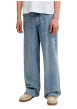 Thumbnail Jean en coton bleu avec une coupe wide leg muni d'un zip et d'un bouton - Image 3