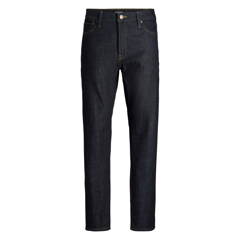 Jack & Jones - Jean Brut En Coton Avec Une Coupe Droite Muni D'un Zip Et D'un Bouton - Bleu Foncé Jack & Jones - Jean Brut En Coton Avec Une Coupe Droite Muni D'un Zip Et D'un Bouton - Bleu Foncé