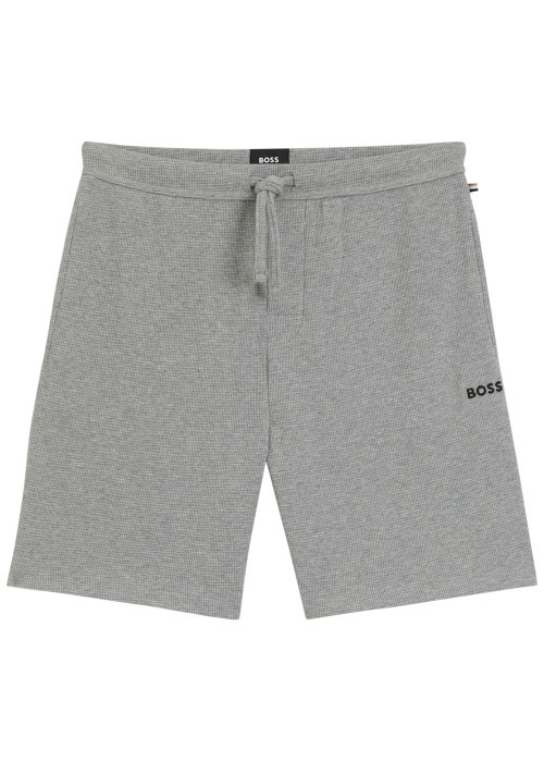 Short jogging gris uni avec une coupe droite et des poches italiennes