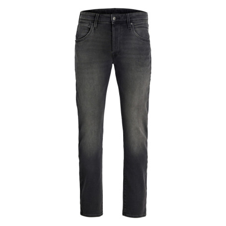 Jean noir uni avec une coupe slim muni d'un zip...