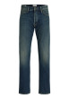 Thumbnail Jean indigo en coton avec une coupe droite muni d'un zip et d'un bouton