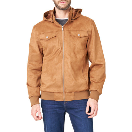 Blouson camel uni avec une coupe droite et un...